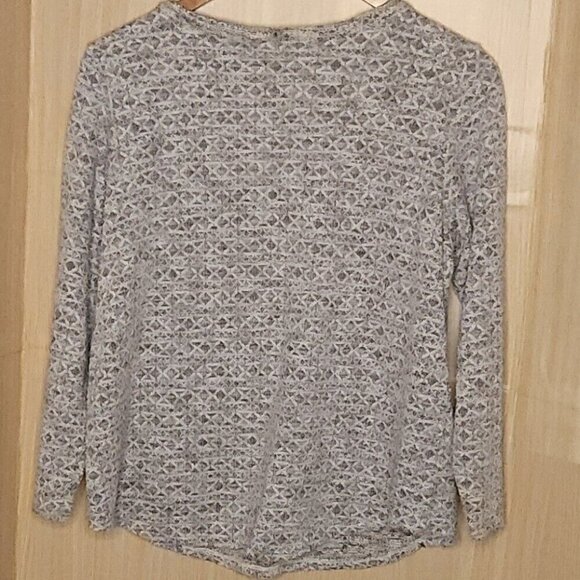 Coldwater Creek Blue White Textured Relaxed Fit Summer Sweater Large - Picture 2 of 7